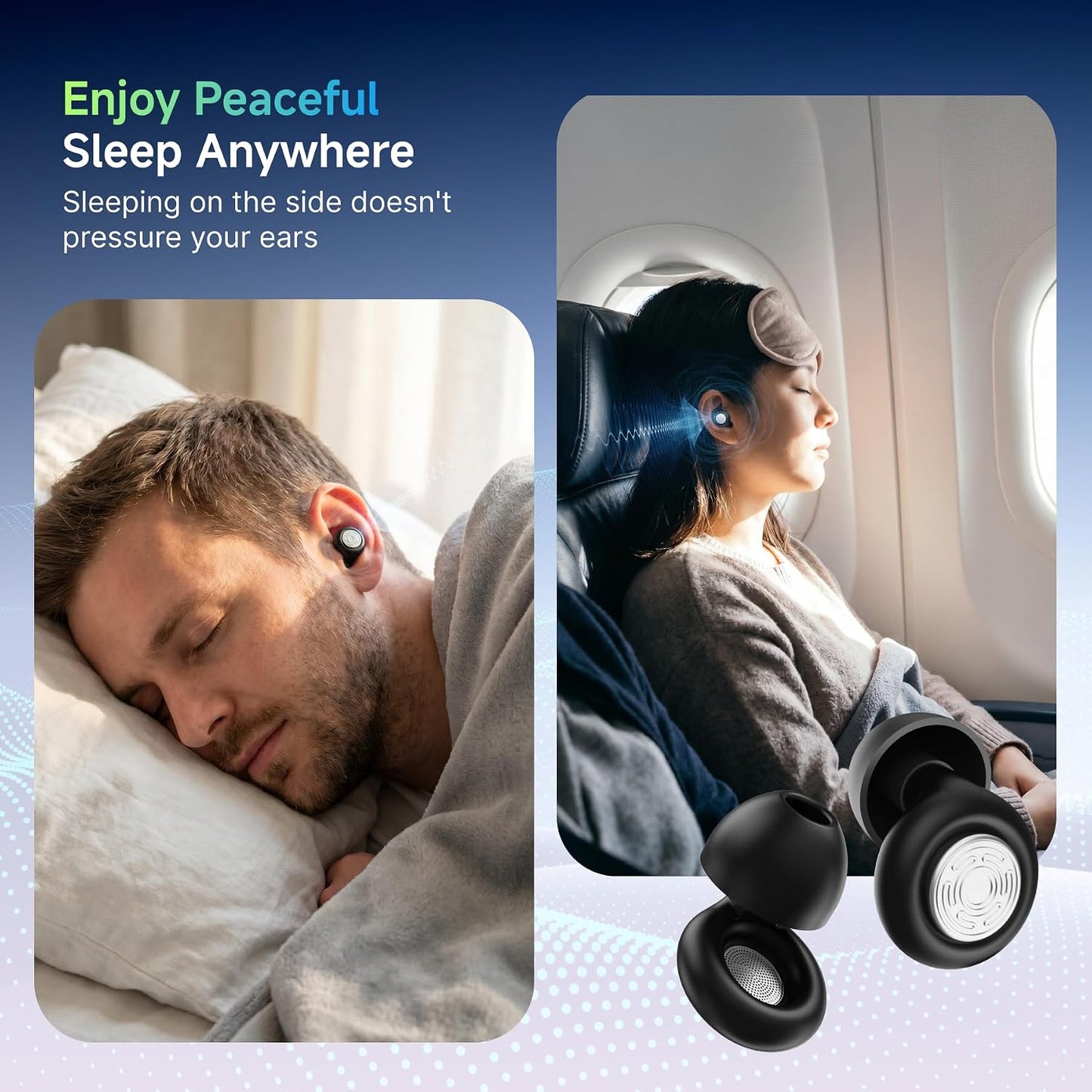 52dB Ear Plugs for Sleeping Noise Reduction Earplugs for Snoring with Case | Soft Silicone Earplugs for Side Sleepers Concerts Airplane Hotel, Noise Cancelling Ear Plugs (XS/S/M/L) 4 Size Reusable