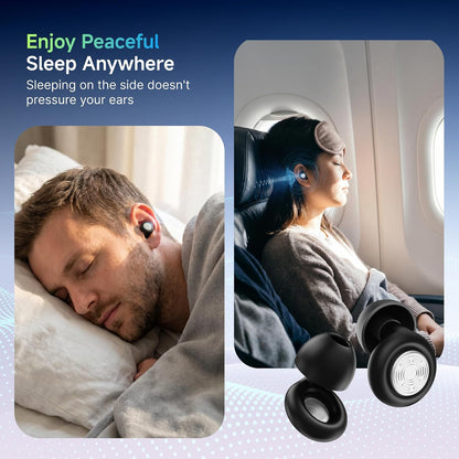 52dB Ear Plugs for Sleeping Noise Reduction Earplugs for Snoring with Case | Soft Silicone Earplugs for Side Sleepers Concerts Airplane Hotel, Noise Cancelling Ear Plugs (XS/S/M/L) 4 Size Reusable