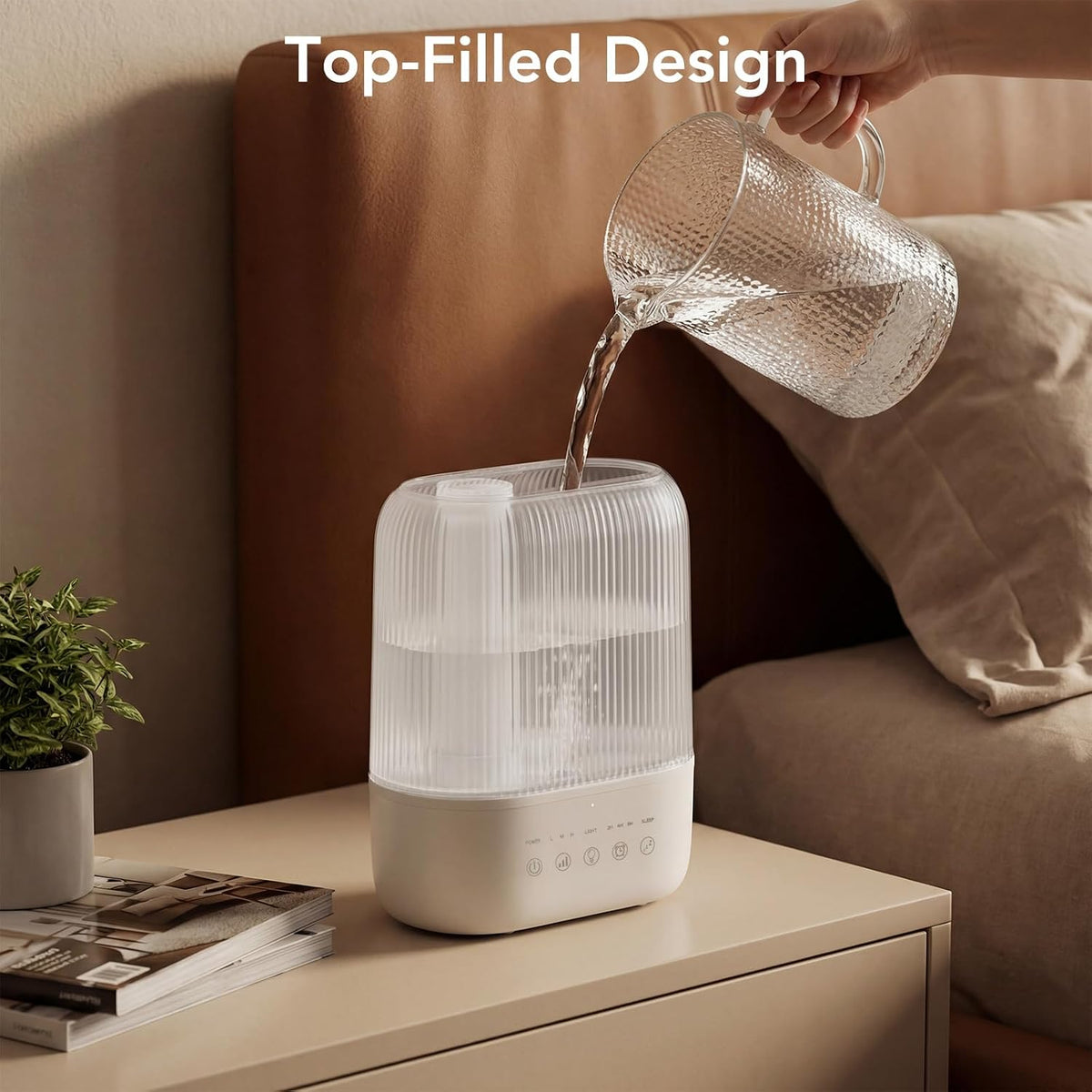 Electactic 4L Top Fill Humidifier for Bedroom, Auto Constant Humidity, Smart Control, Quiet Ultrasonic Cool Mist, 360° Nozzle, 3 Mist Levels, 7-Color Light for Home Office Baby Room