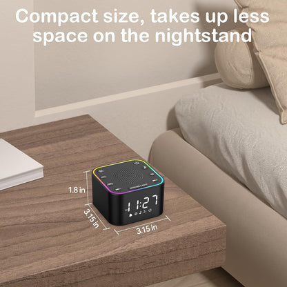 2-in-1 Sound Machine Alarm Clock: 30 Non-Looping Sounds, Compact
