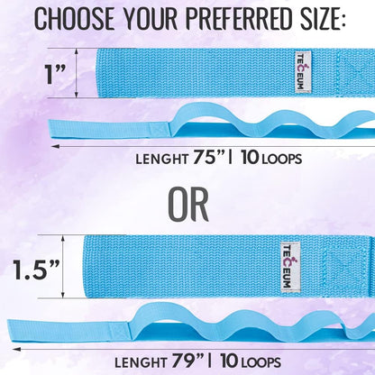 Stretching Strap with 10 Loops for Physical Therapy & Rehab | Non-Elastic Yoga Stretch Band for Hamstring, Leg, Hip & Knee Rehab, Pilates, Flexibility & Mobility Exercises for Men & Women