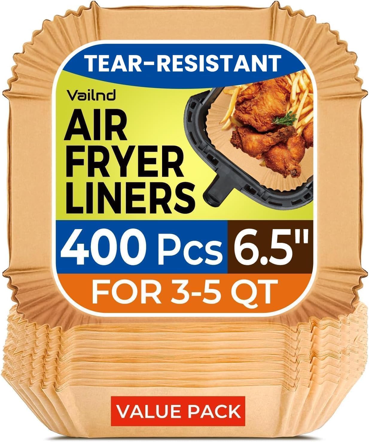 400 Pcs 8" Square Air Fryer Liners Disposable, Airfryer Paper for 5-8QT | Food-grade Parchment Paper for Air fryer Basket, Non-Stick, OilProof Baking Sheets for Oven Pan