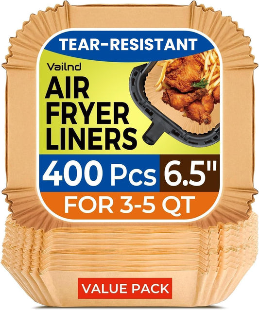 400 Pcs 8" Square Air Fryer Liners Disposable, Airfryer Paper for 5-8QT | Food-grade Parchment Paper for Air fryer Basket, Non-Stick, OilProof Baking Sheets for Oven Pan