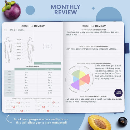 Clever Fox Wellness Planner & Food Journal for Weight Loss, A5 Orange | 5.8"x8.3" nutrition & exercise tracker for women tracking meals, diet & symptom diary, calorie counter notebook, stickers