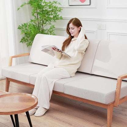 Couch Back Cushions Pillows, Wedge Pillow for Couch & Bed, Back Lumbar Support Pillow, High-Density Foam Backrest Cushion with Linen Cover for Back Pain Relief