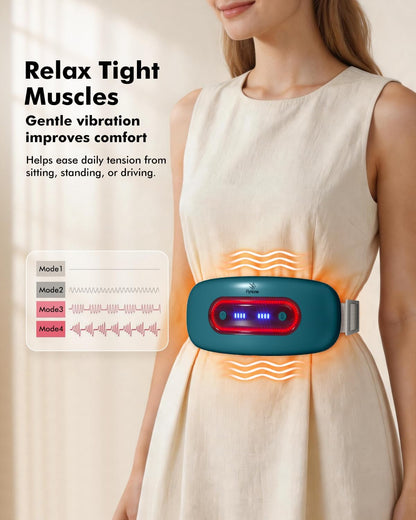 Portable Cordless Menstrual Heating Pad with 4 Heat Levels and 4 Massage Modes,Electric, Fast Large Heating Belly Wrap Belt (Black)