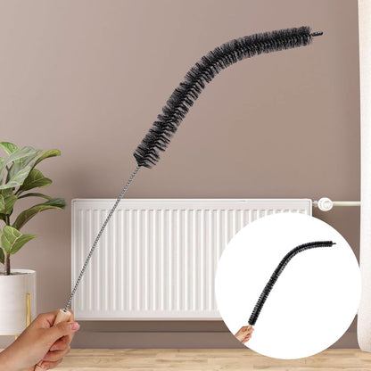 2pcs Bendable Radiator Brush, Include 1pcs Long Brush Head Radiator Dusters and 1pcs Long Handle Dryer Vent Lint Cleaners for Dryer Vents Refrigerator Coil Stair Rails Furniture