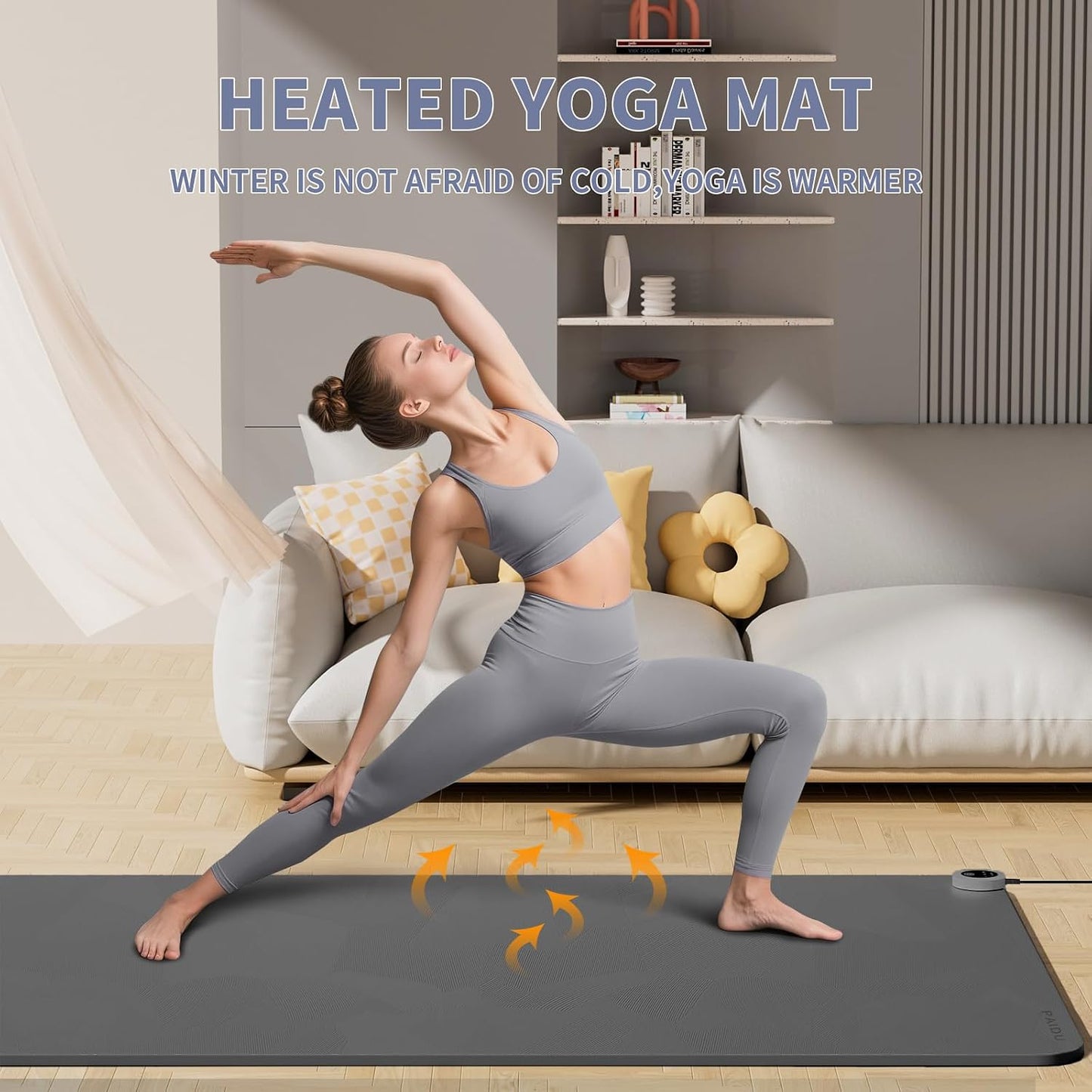PAIDU Heating mat, Extra Large Anti Slip Electric Heating Yoga mat | Adjustable Temperature Heated Floor mat,Foot Warmer,Winter 120V Heated Rug Suitable for Yoga, Pilates,Exercise