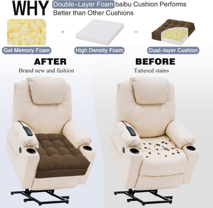 baibu Memory Foam Recliner Cushions for Elderly, 20 x 20 x 5 Inch,Dark Grey