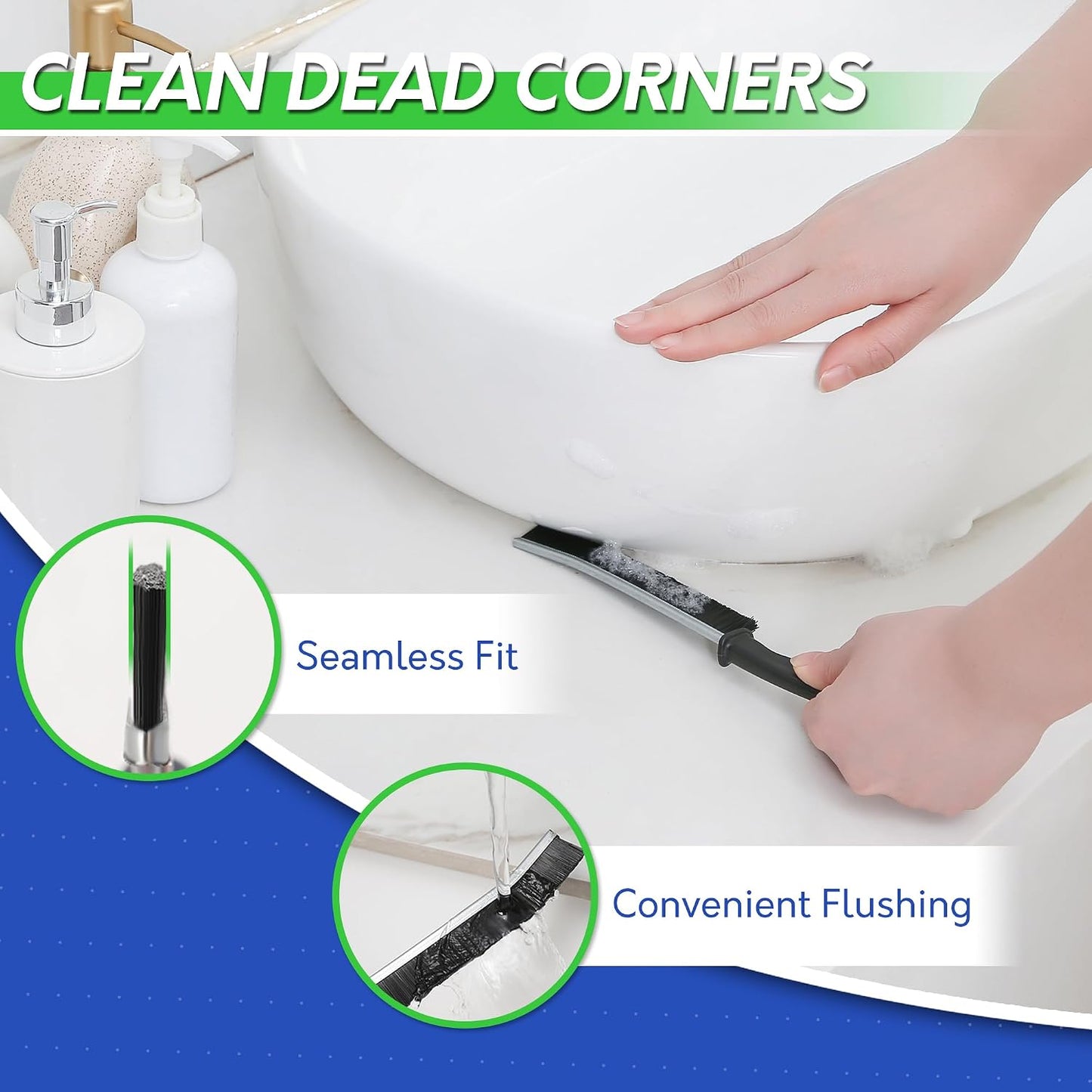 BOOMJOY Grout Brush with Long Handle, Grout Cleaner Brush for Tile Floors, Stiff Bristles for Crevice, Tile Line, Shower, Kitchen, Bathroom