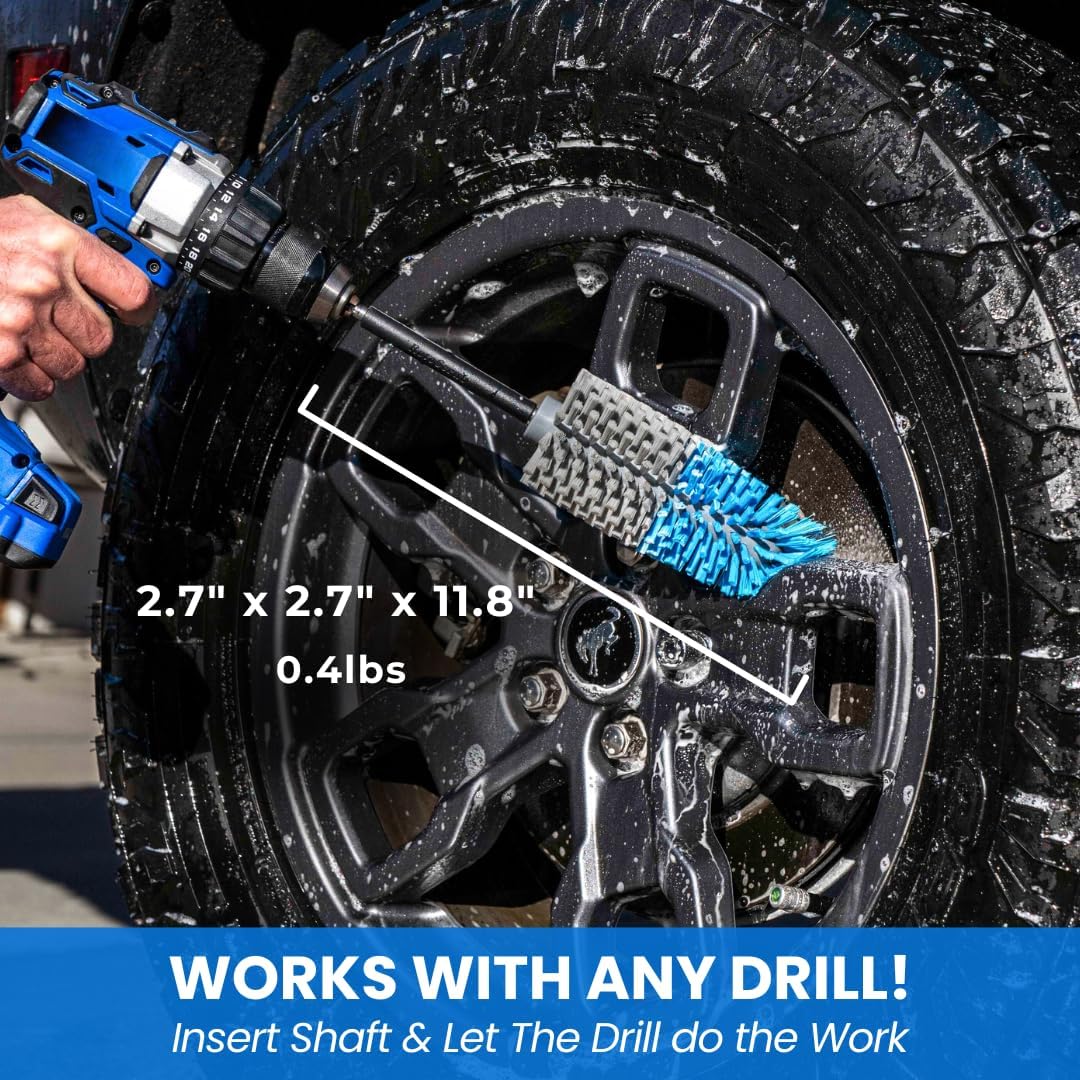 Multi-Purpose Drill Brush Attachment, Showers, Tubs, Carpet, Tile, Grout, Medium Bristle for Ultimate Cleaning Power