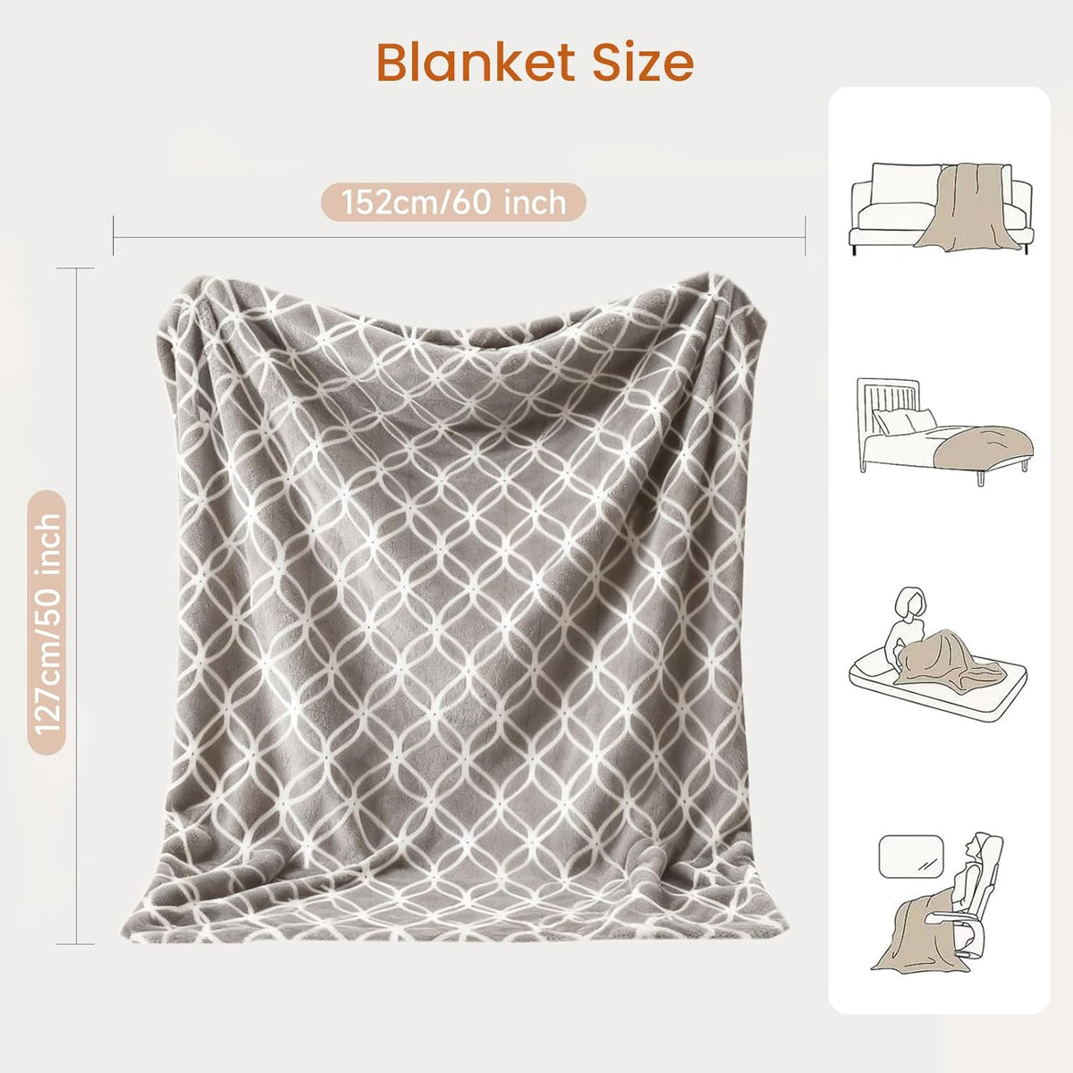 Heated Blanket Electric Throw Blanket with Built-in Button Controller 50"x60" One-Touch Ultra Cozy Soft Warm Heating Electric Blanket with 4 Heat Levels & 4 Hours Auto-Off Overheat Protection