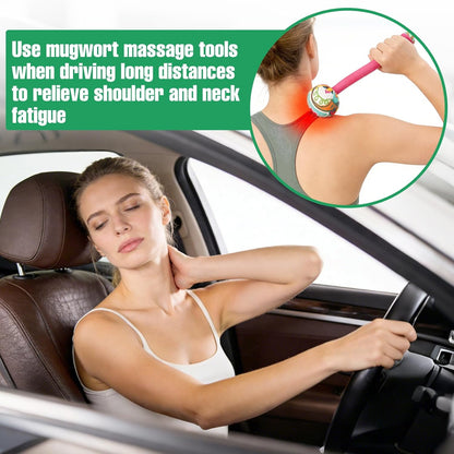 2PCS Herbal Wormwood Lymphatic Drainage Anti Slip Manual Massage Hammer Longer Handle Back Massager for Shoulder, Neck & Muscle Pain Relief (Rose Red/Dark Blue)