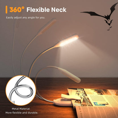 Mini Book Light, Rechargeable Up to 60 Hours, 9-Level Brightness, Easy Clip On Lamp for Night Reading in Bed, Eye Protection Table Light for Bookworms, Kids