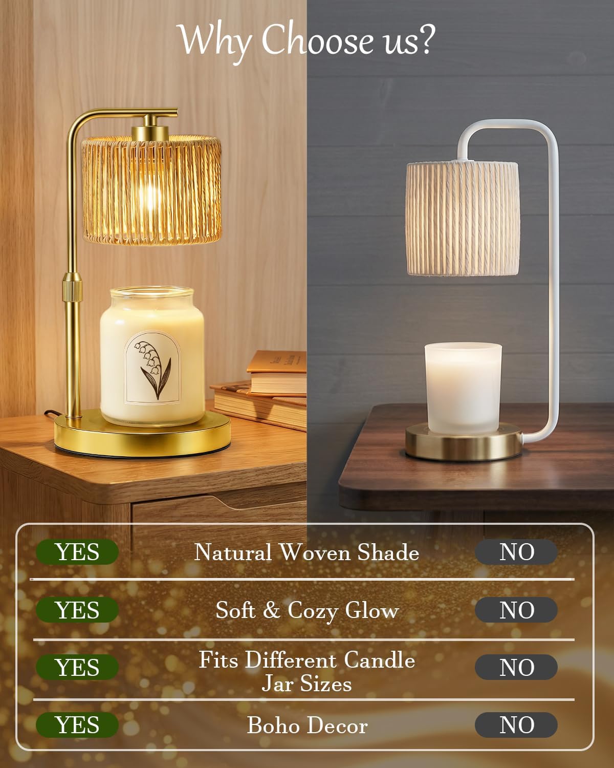 Candle Warmer Lamp with Timer Dimmer, Height Adjustable Modern Farmhouse Candle Warmer, Electric Candle Lamp Warmer with 2 Bulbs, Birthday Gifts for Women Mom, Gift for Home Decor