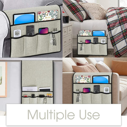 Joywell Remote Caddy Couch Remote Control Holder for Recliner Sofa Armrest Organizer Non Slip Arm Chair Caddie with 6 Pocket Storage for Magazine, Tablet, Phone, iPad, Black