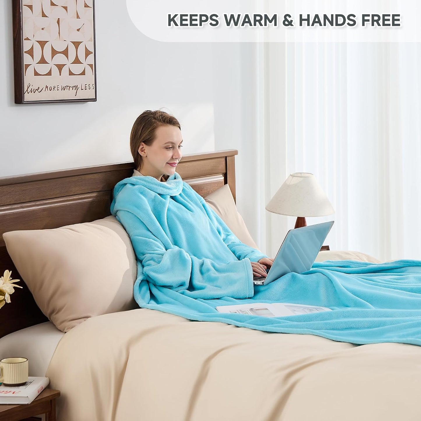 IFNOW Fleece Wearable Blanket with Sleeves, Oversized Snuggle Robe