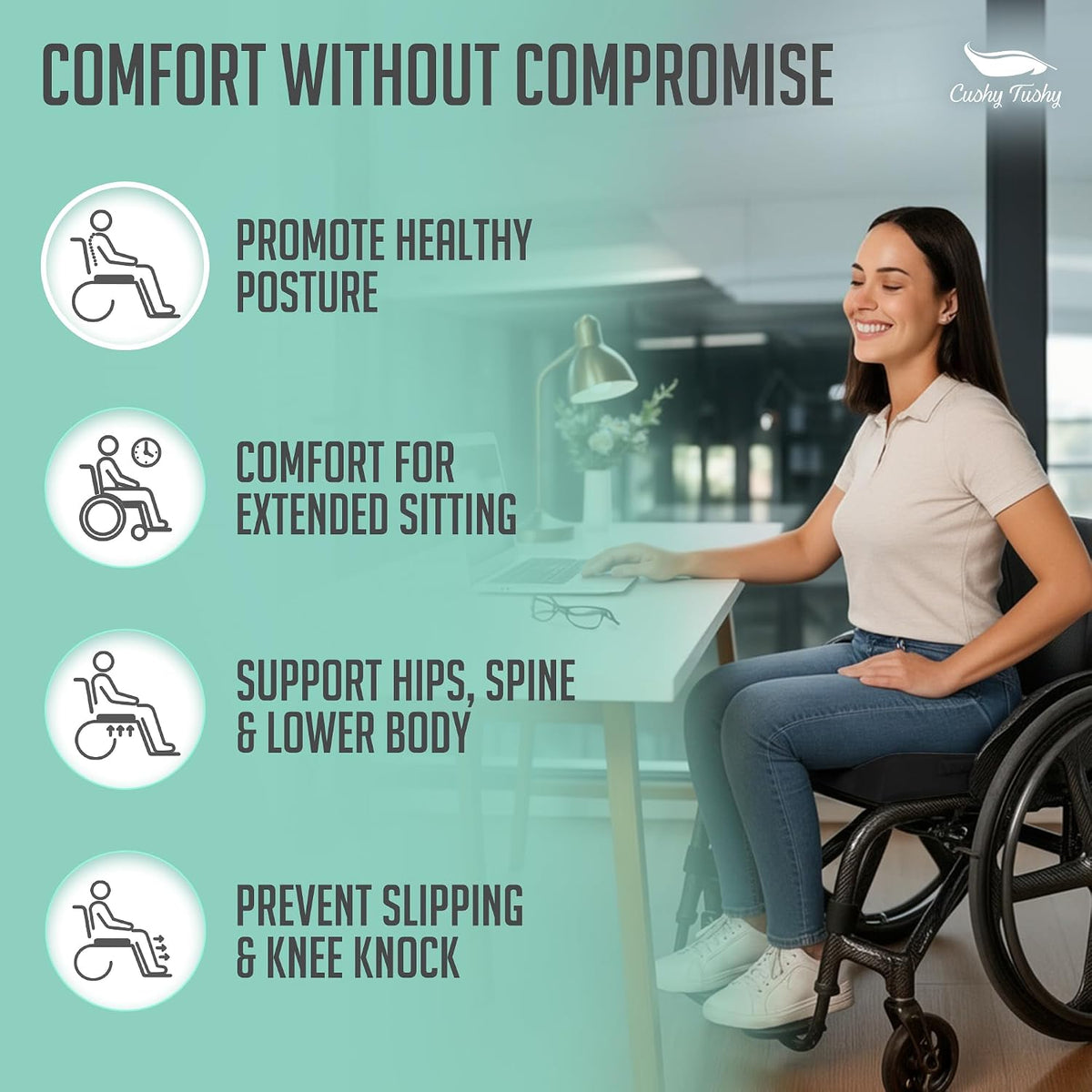 Cushy Tushy Premium Foldable Travel Seat Cushion - for Relief of Lower Back, Sciatic, Butt and Tailbone Pain - for Home & Office Use, Perfect for Travel or Driving - Coccyx Seat Cushion