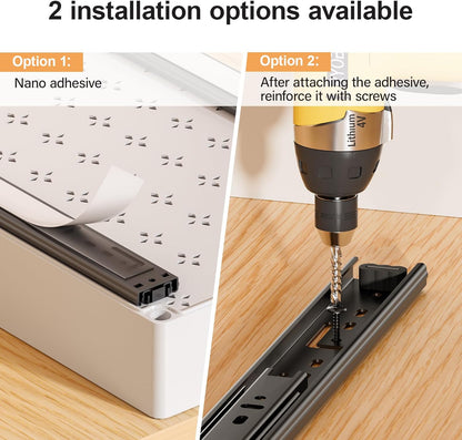 Delamu 3 Pack Pull Out Cabinet Organizer, 15.7"Deep Pull Out Drawers for Cabinets, Slide Out Drawers for Kitchen Cabinets, Bathroom Cabinet Organizer, Pantry (White)