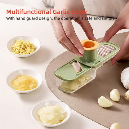ANIS・KEBBR 3-in-1 Stainless Steel Garlic Grinder Slicer Shredder Easy Clean Safe Kitchen Food Cutter with Hand Guard