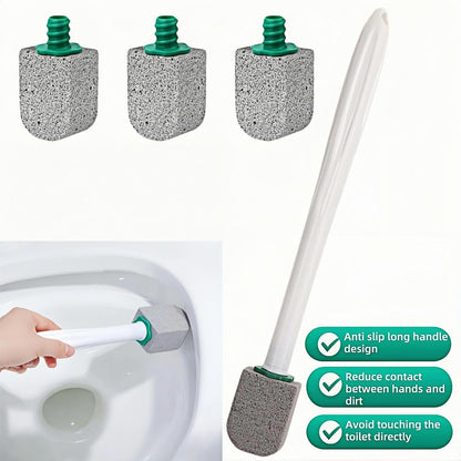 Pumice Stone Toilet Cleaning Kit with Long Handle - Effortless Hard Water Stain Remover for Toilets, Tubs & Tile - Includes 1 Handle + 3 Pumice Stones, Safe for Porcelain & Ceramic Surfaces