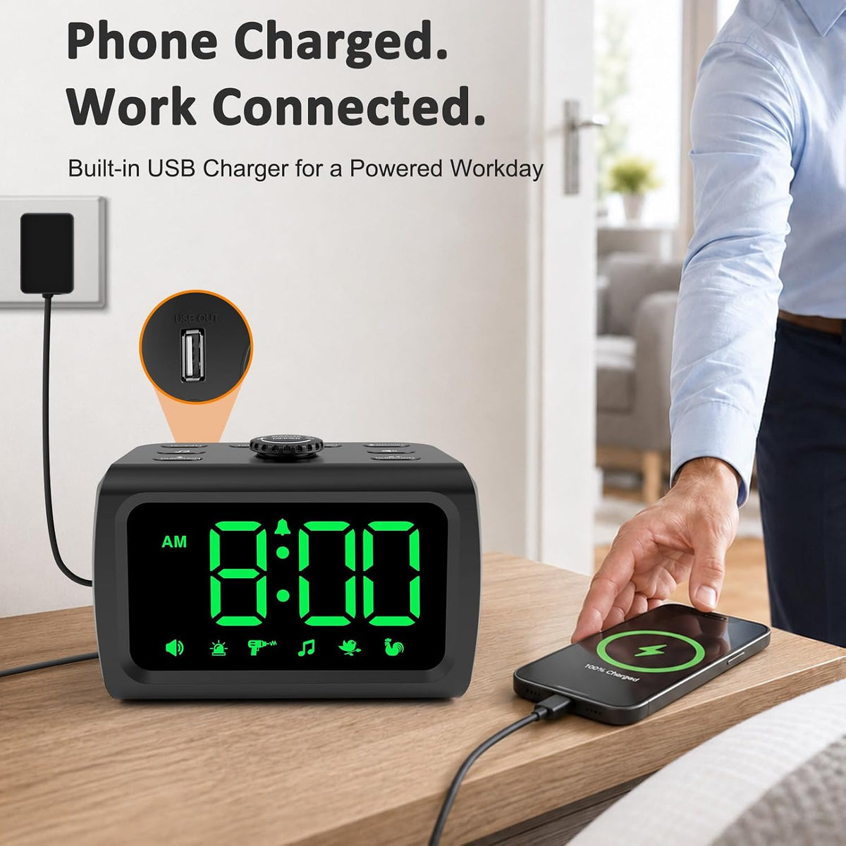 Peakeep 115dB Super Loud Alarm Clock for Heavy Sleepers Adults Teens