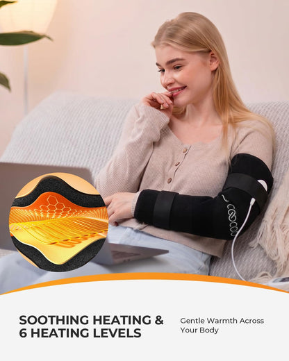 CooCoCo FSA Eligible HSA Hip Heating Pad for Hip and Sciatica Pain Relief | Heated hip brace, 6 heat levels, 4 timers, adjustable wearable fit, soft plush lining for hip, thigh, buttock and lower back