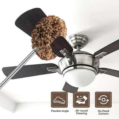Ceiling Fan Cleaner Duster Reusable Microfiber Ceiling Fan Blade Cleaner Removable Duster with Extension Pole Adjusts 13 to 49.7 Inch for Cleaning Walls Bookshelves Furniture Door Window Top (Blue)