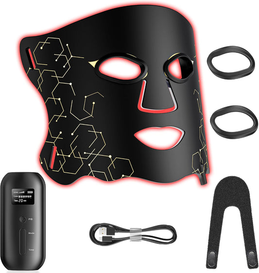 Red Light Therapy Mask, 7-in-1 Colors LED Face Mask Light Therapy with 850nm NIR, Portable LED Light Therapy Mask with Timing Function for Anti-Aging, Firming & Radiant Glow