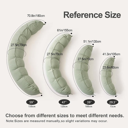 Peallow(Pat. Pend) – Long Round Body Pillow for Adults, Bolster Pillow for Sleeping, Soft and Supportive Pillow for Sleeping & Lumbar Support (Green-White, 29.5")