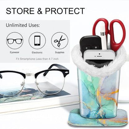 FINTIE Plush Lined Eyeglasses Holder, Glasses Stand Case For Nightstand | Soft Plush Lining, Bedside Eyeglasses Holder, Office Desktop Organizer, Small Item Storage, Anti-Scratch - Colors A