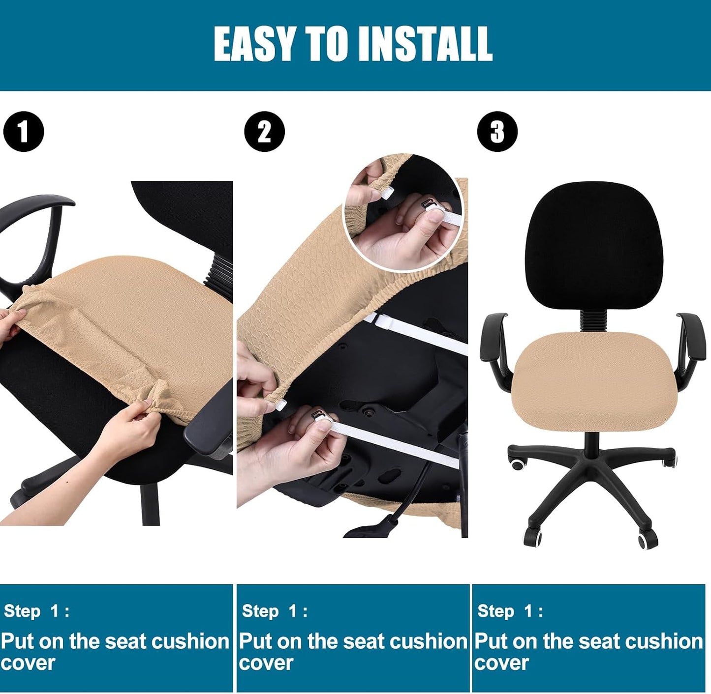 Smiry Office Computer Chair Armrest Covers, 2PCs Anti-dust Arm Rest Pad | Removable Washable Desk Chair Arm Pad Covers, Grey