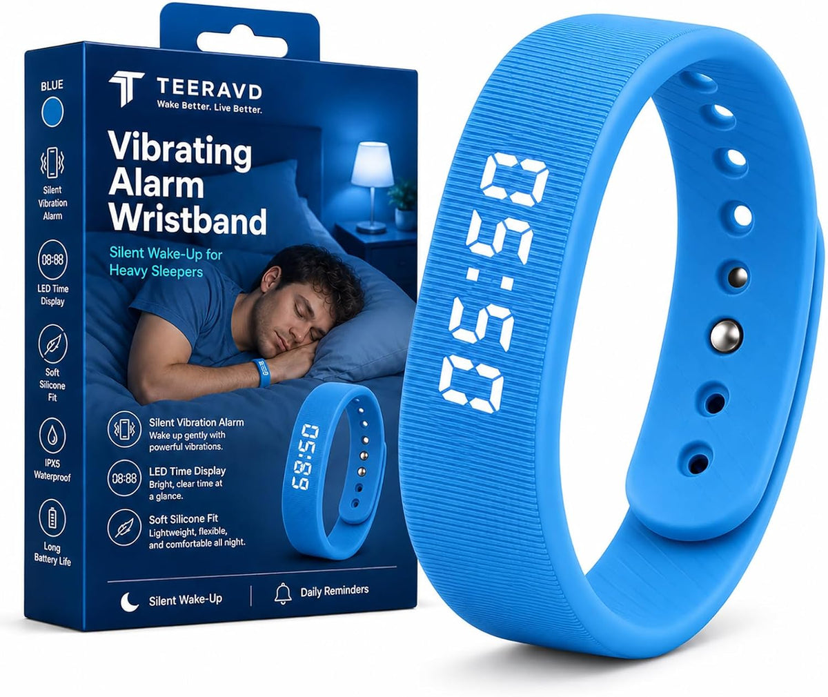 Vibrating Alarm Wristband Clock for Heavy Sleepers Wake Band Wrist Watch Silent Vibration Bracelet Loud Adults Strike Deaf People Despertar with that Won't Partner Extremely Deep
