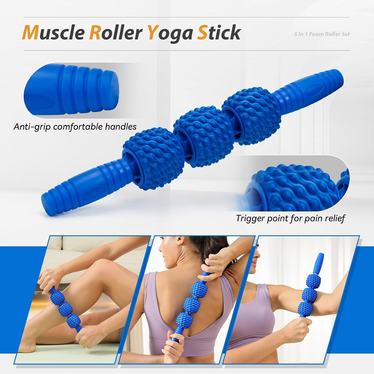 SUBCULTUREPICK 5 in1 Foam Roller Set, Trigger Point Foam Roller Deep Tissue