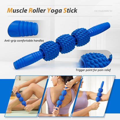 SUBCULTUREPICK 5 in1 Foam Roller Set, Trigger Point Foam Roller Deep Tissue