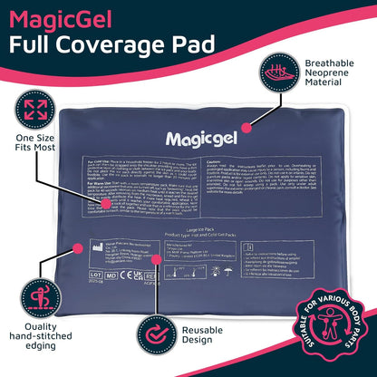 Extra Large & Reusable Ice Pack (15 x 23.5 inches, XL) for Maximum Back and Full Body Pain Relief from Injuries, Swelling, Bruises, Sprains | Ice Blanket for Sleeping & Physical Therapy | By Magic Gel