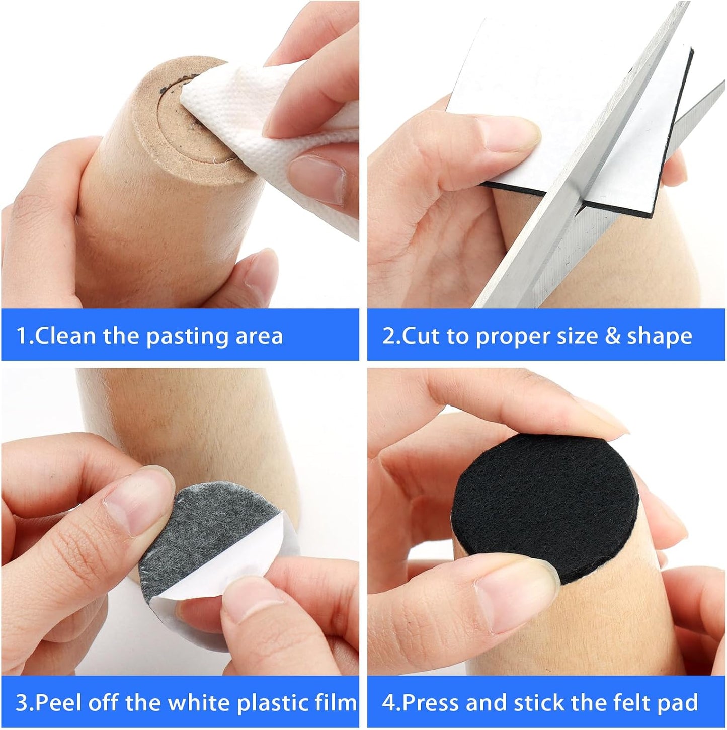 Felt Furniture Pads, 40x5 inch Self Adhesive Felt Tape, Cuttable Heavy Duty Felts Strip Roll for Protecting Hardwood Floors No Scratches