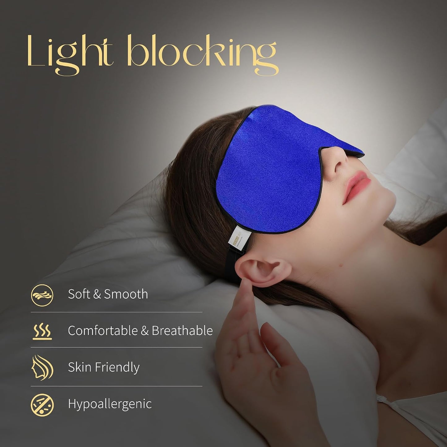 ZIMASILK Adjustable 100% Mulberry Silk Sleep Mask | Super-Smooth Soft Natural Silk Eye Mask for Sleep, Travel, Multiple Color Options ( Navy Blue )