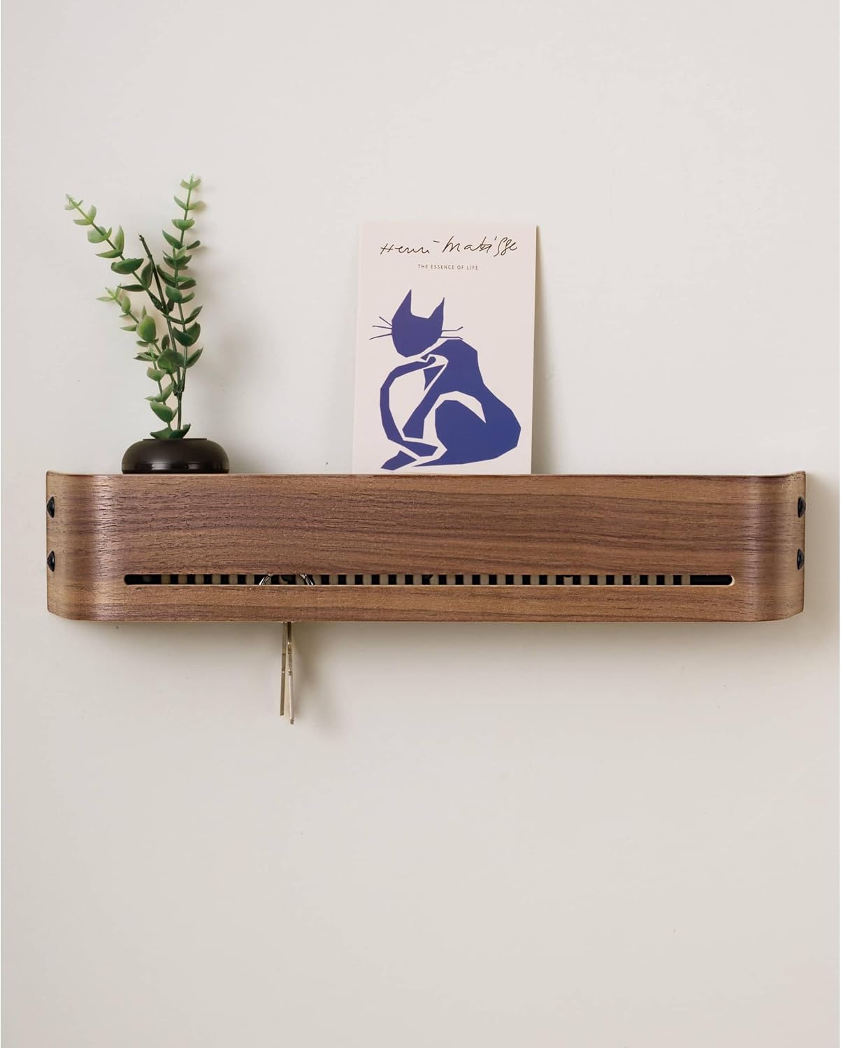 Key Holder Wall Mount with Shelf | 17 inch | Oak | 5 Retractable Hooks | Minimalist | Space-Saving | Modern Wall Coat Hooks | Wooden Key Rack for Entryway & Hallway