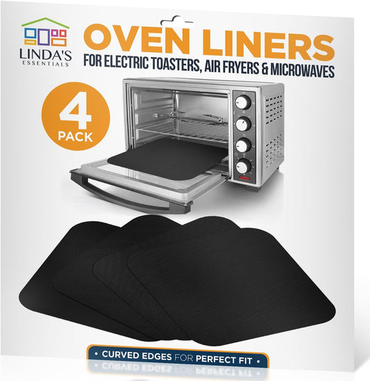 Toaster Oven Liners for Bottom of Oven Reusable Non-Stick Heat Resistant Toaster Liners, Compatible with Breville, Cuisinart, Black & Decker, Dash, and More - Air Fryer Liners 12"x12" (Black)