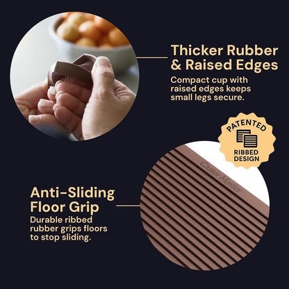 Non-Slip Furniture Pads - 4x4 in Brown, 4 Pack | Square rubber caster cups - anti-skid - Use for heavy sofas, beds & chairs on hardwood floors