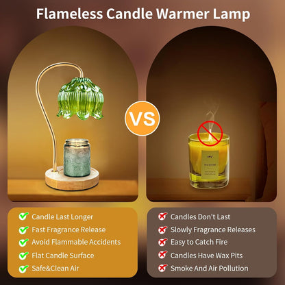 SupBri Candle Warmer Lamp with Timer & 4Bulbs, Pink Flower Glass Shdae