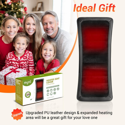 Heated Seat Covers, 43.31”Longer PU Leather Comfortable Seat Cushion, Universal Full Back and Seat Cover for Home Office, Easy to Use Heating Pad for Chairs, Winter Christmas Gift | Universal Full Back and Seat Cover for Home Office, Easy to Use Heating