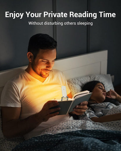 DEWENWILS Book Light, Amber Warm Clip On LED with 3 Adjustable Brightness for Eye Protection, Rechargeable USB Long Lasting Reading Light, Gifts for Bookworms, Kids (Black)
