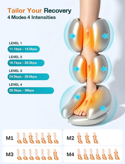 ALLJOY Leg Massager for Circulation and Pain Relief FSA,Gifts for Men Women | Leg Massager with Heat and Compression Helpful for Vericose Veins, Fatigue, Cramps, Swelling, Edema