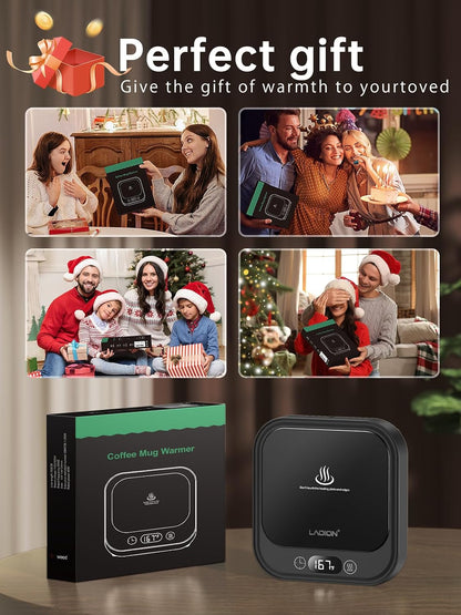 LAOION Mug Warmer 40W Coffee Cup Warmer for Desk with Auto Shut Off | Smart Electric Candle Warmer with 4 Temp and Timer Settings, Coffee Gift for Tea, Water and Milk at Home or Office, Black