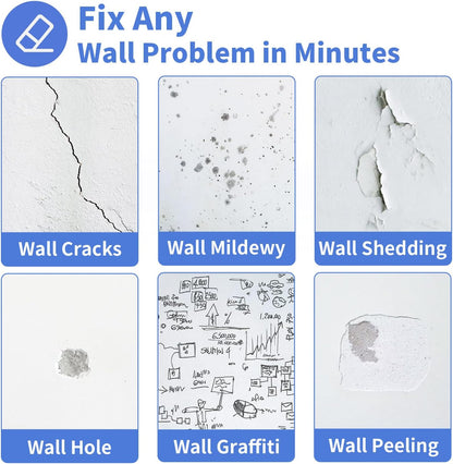 YKF Drywall Repair Kit, 18 oz Ready to Use Quick Dry Wall Repair Paste with Scraper and Self-Adhesive Mesh, White Spackle Putty for Small Holes, Nail Holes, Dents and Cracks