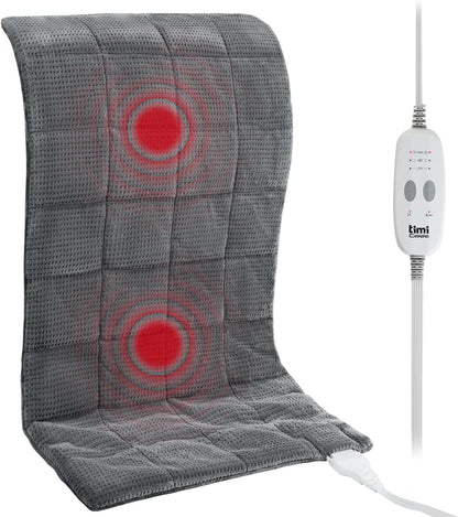 Heating Pad for Back - Weighted Heated Pad for Neck, Shoulder, Cramps and Knee, 3 Massage Modes & 3 Heat Levels, Auto Shut Off, Warm Gifts for Adult, 12"x24"