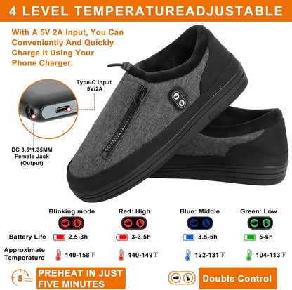 Heated Slippers, Kamlif 4 Heating Levels Cordless Foot Warmers for Cold Feet, Cold Weather Cozy Slippers Warm-up Shoes Indoor House Shoes Outdoor Camping with 5000mAh Rechargeable Battery