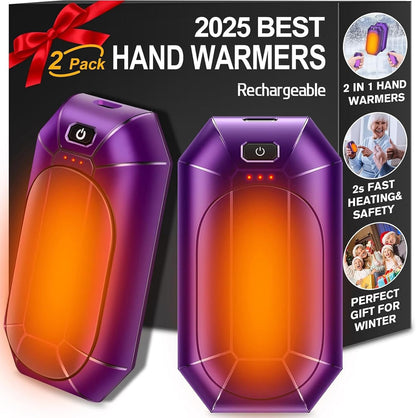 Hand Warmers Rechargeable 2 Pack, Reusable Electric Handwarmers Portable | AI Smart Safe Heat Long Lasting Pocket Heater, Warm Gifts for Men Women Outdoor Indoor Hiking Studying Hunting Golf Camping